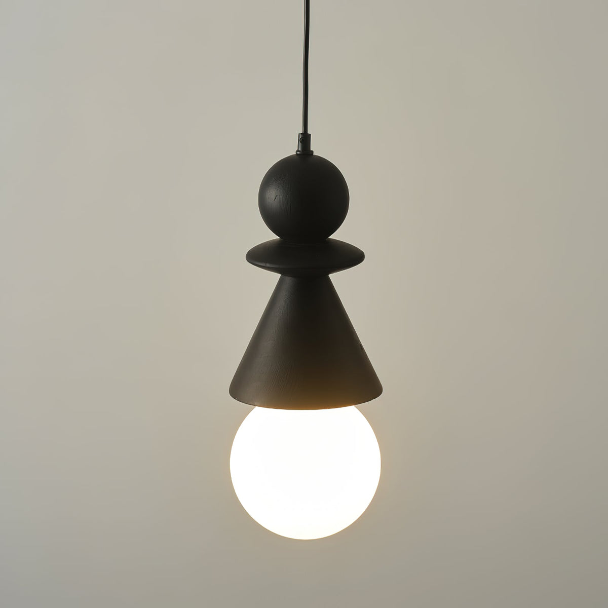 Rook Pendant Lamp - Hand-Turned Wood & Glass Globe Light