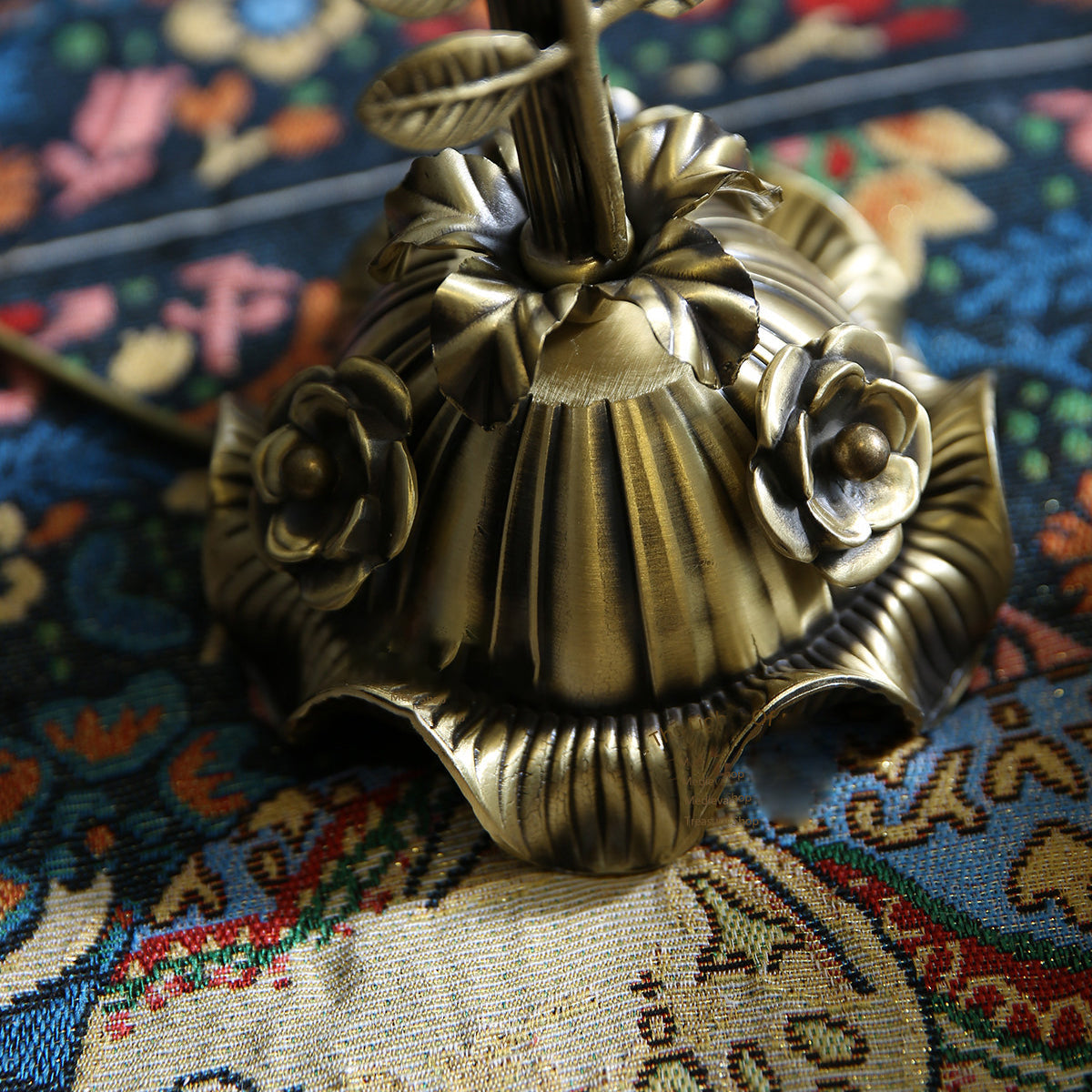 Rosalie Floral Table Lamp - Porcelain Roses & Brass Desk Light