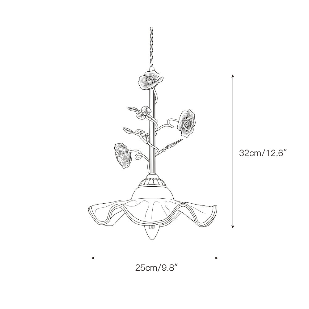 Rosalind Bloom Pendant Lamp - Ceramic Floral & Brass Light