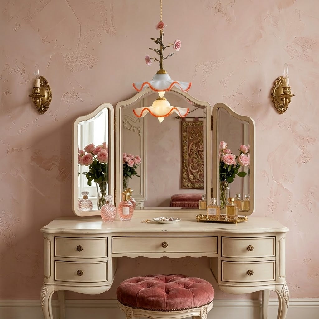 Rosalind Bloom Pendant Lamp - Ceramic Floral & Brass Light