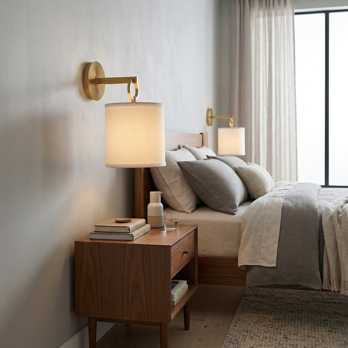 Full Circle Sconce - Modern Designer Ring Wall Light with Fabric Shade