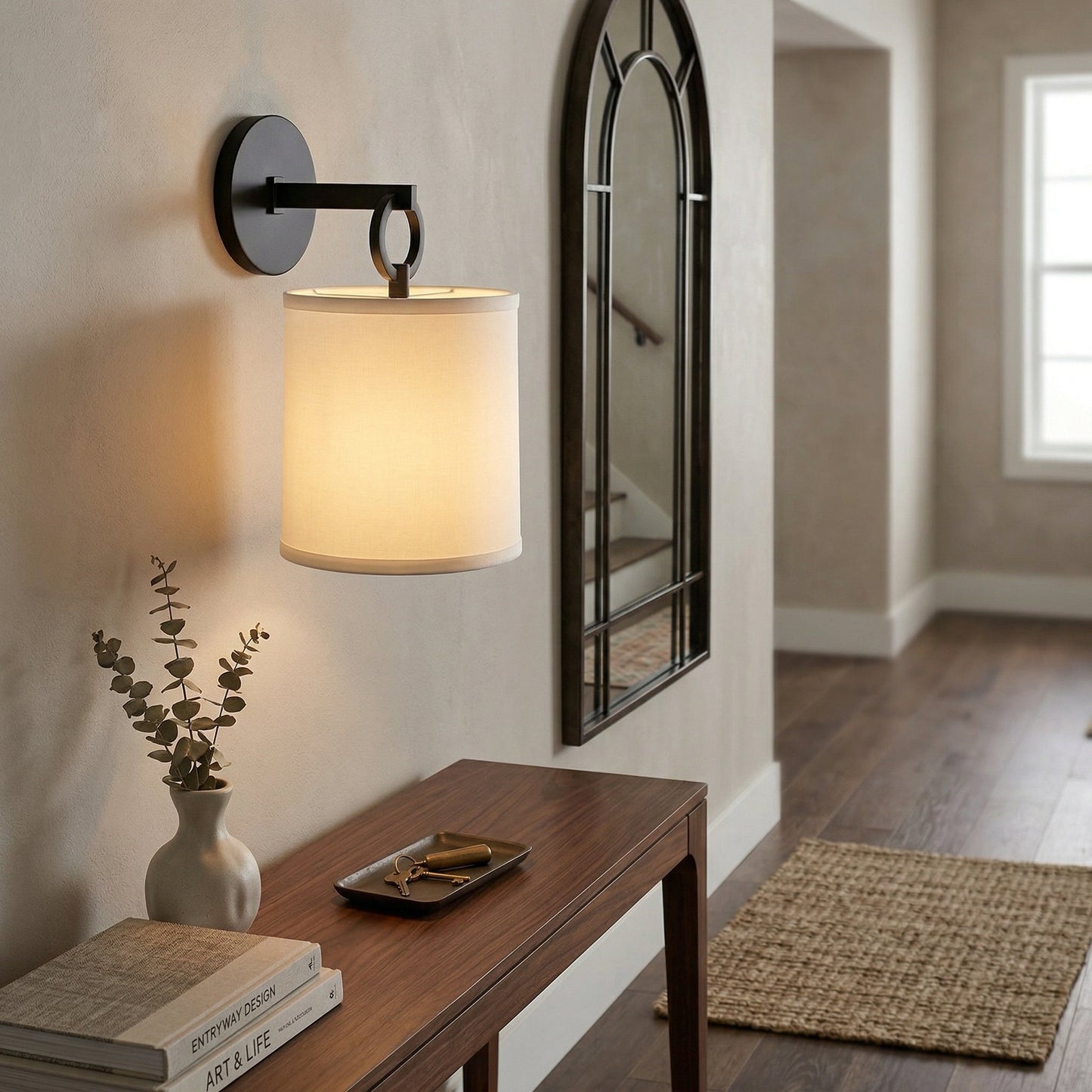 Full Circle Sconce - Modern Designer Ring Wall Light with Fabric Shade