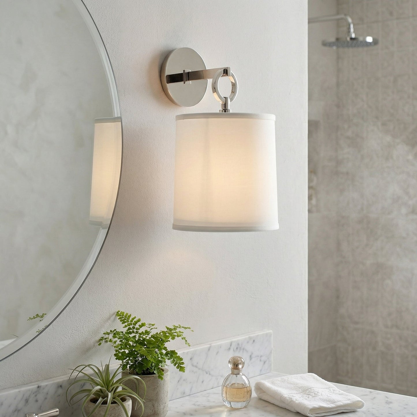 Full Circle Sconce - Modern Designer Ring Wall Light with Fabric Shade