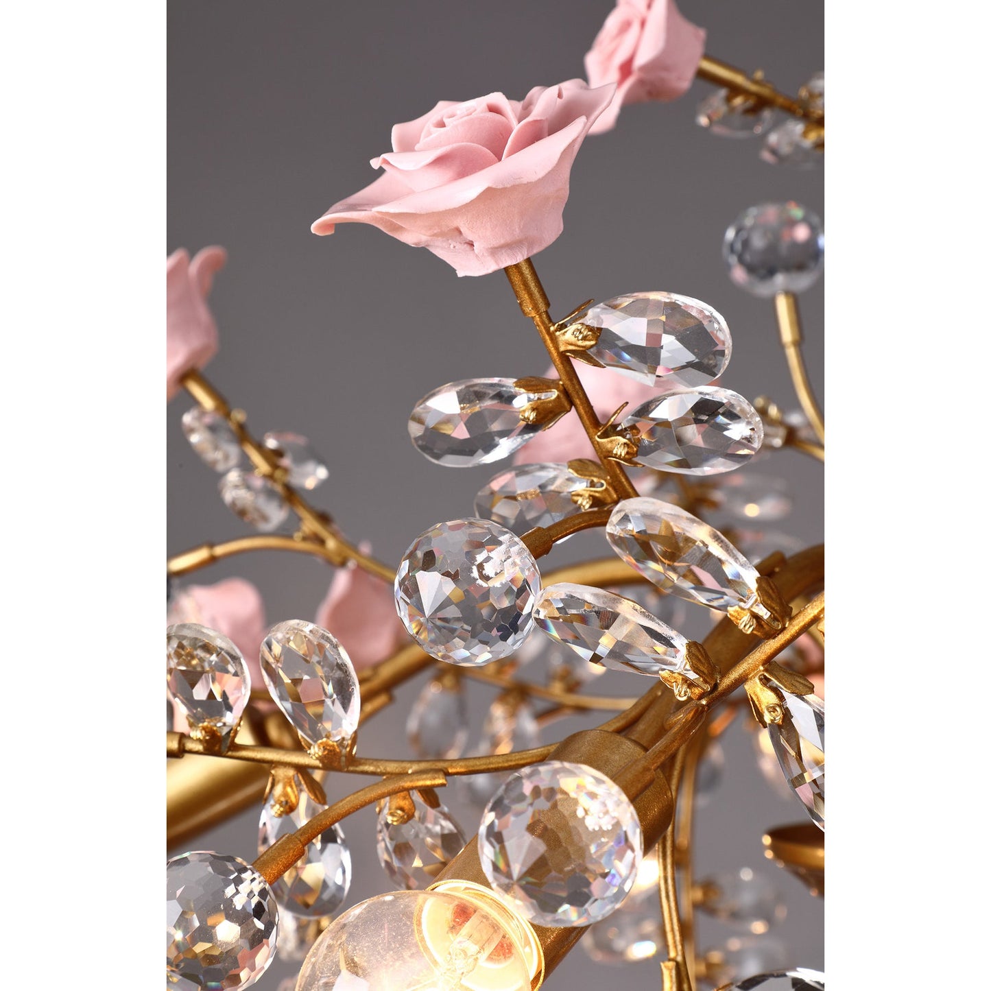 Roseto Chandelier - Hand-Crafted Porcelain Rose & Crystal Pendant | Romantic Floral Luxury Lighting