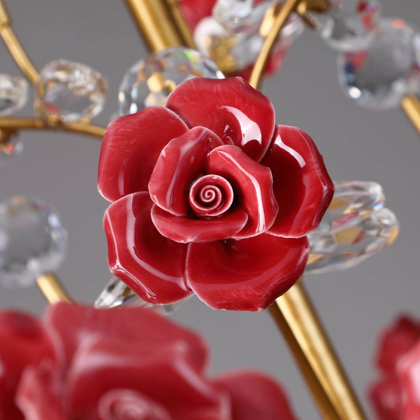 Roseto Chandelier - Hand-Crafted Porcelain Rose & Crystal Pendant | Romantic Floral Luxury Lighting