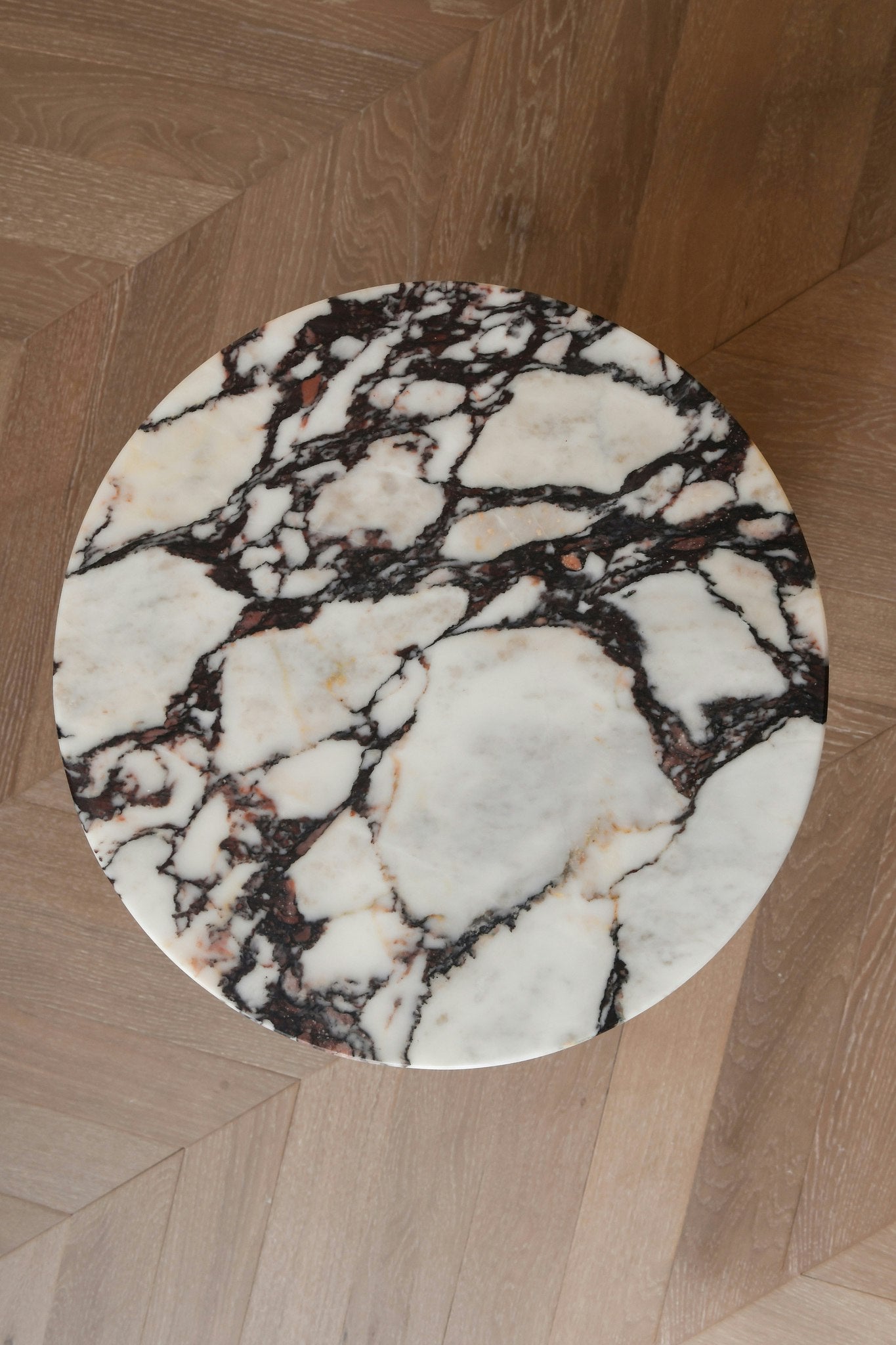 Rosie Marble Side Table - Bulgari & Travertine Natural Stone Pedestal | Luxury Minimalist Bedside Table