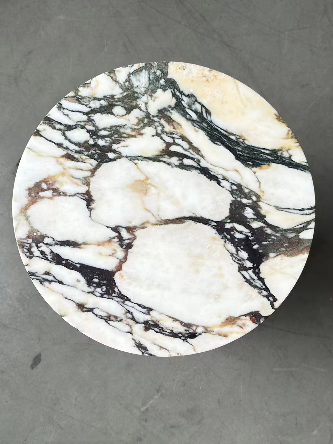 Rosie Marble Side Table - Bulgari & Travertine Natural Stone Pedestal | Luxury Minimalist Bedside Table