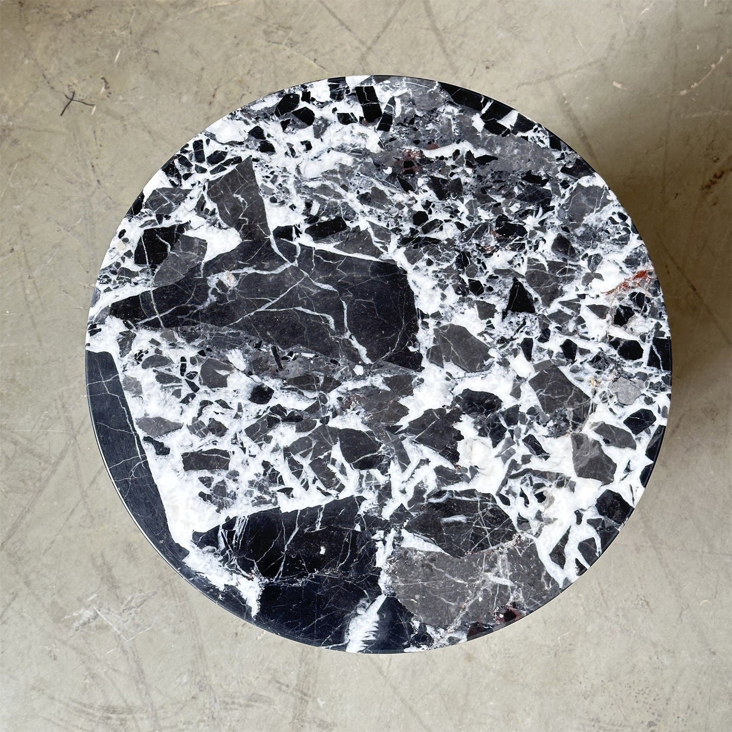 Rosie Marble Side Table - Bulgari & Travertine Natural Stone Pedestal | Luxury Minimalist Bedside Table