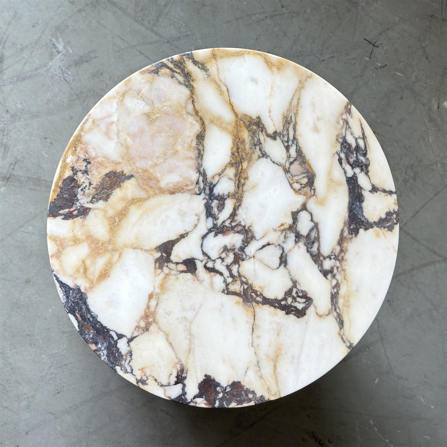 Rosie Marble Side Table - Bulgari & Travertine Natural Stone Pedestal | Luxury Minimalist Bedside Table