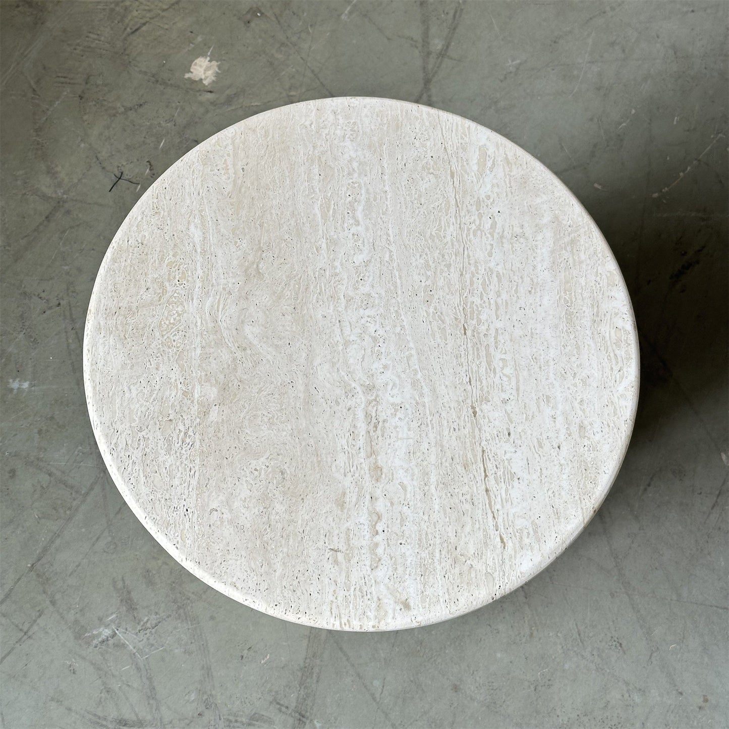 Rosie Marble Side Table - Bulgari & Travertine Natural Stone Pedestal | Luxury Minimalist Bedside Table
