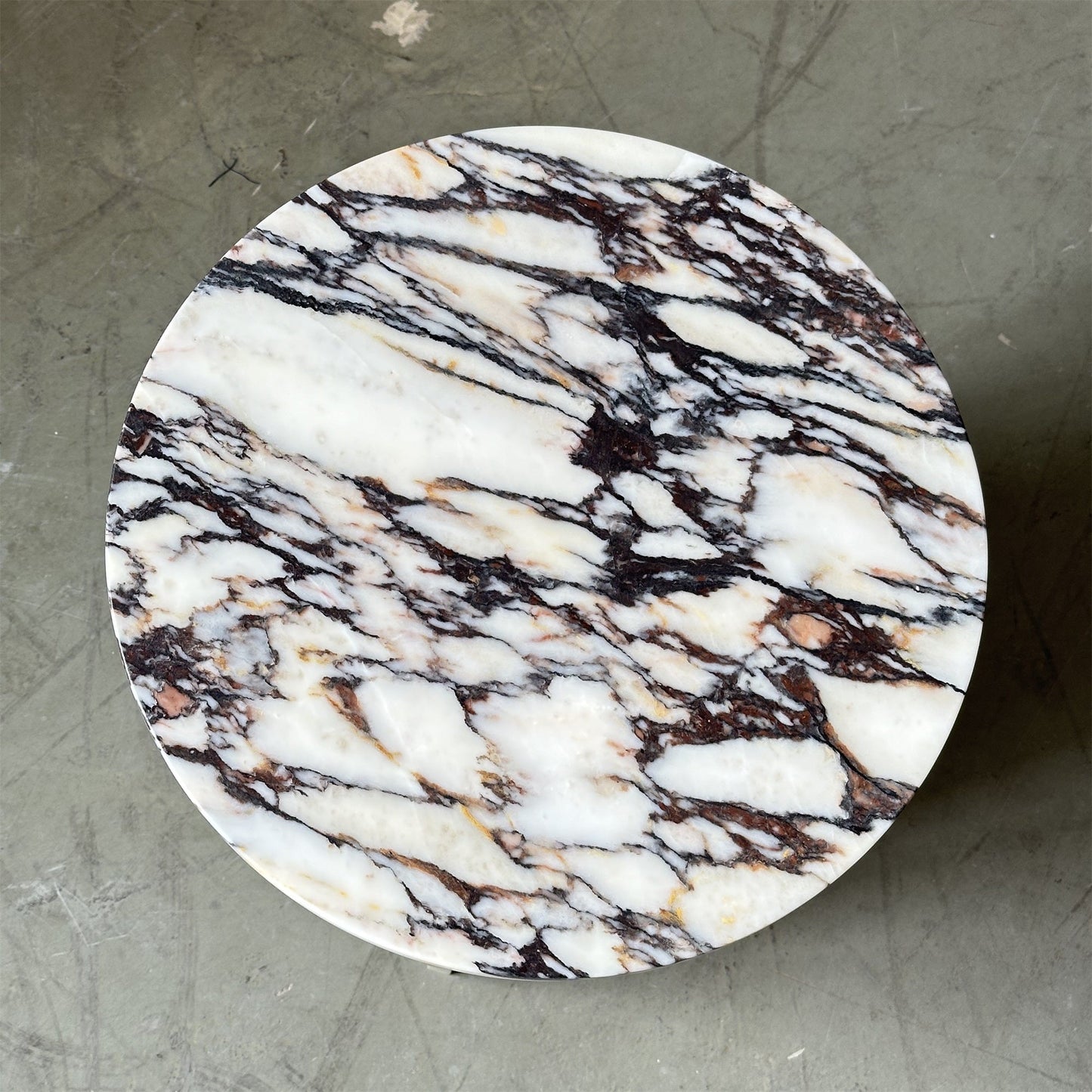 Rosie Marble Side Table - Bulgari & Travertine Natural Stone Pedestal | Luxury Minimalist Bedside Table