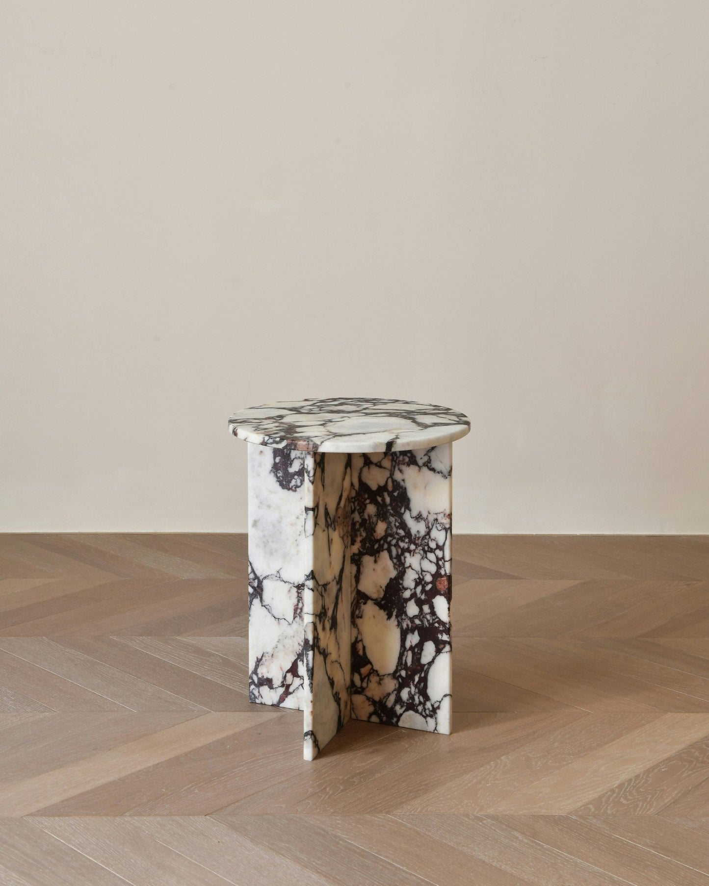 Rosie Marble Side Table - Bulgari & Travertine Natural Stone Pedestal | Luxury Minimalist Bedside Table