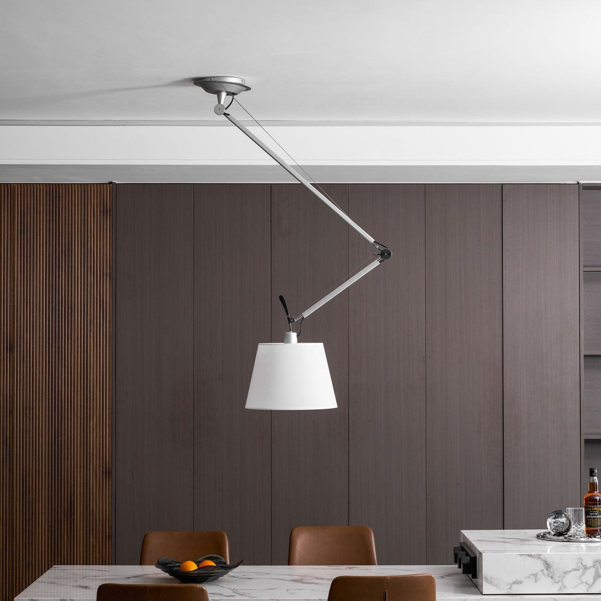 Costanza Pendant Lamp – Architectural Aluminum Suspended Light with Parchment Shade