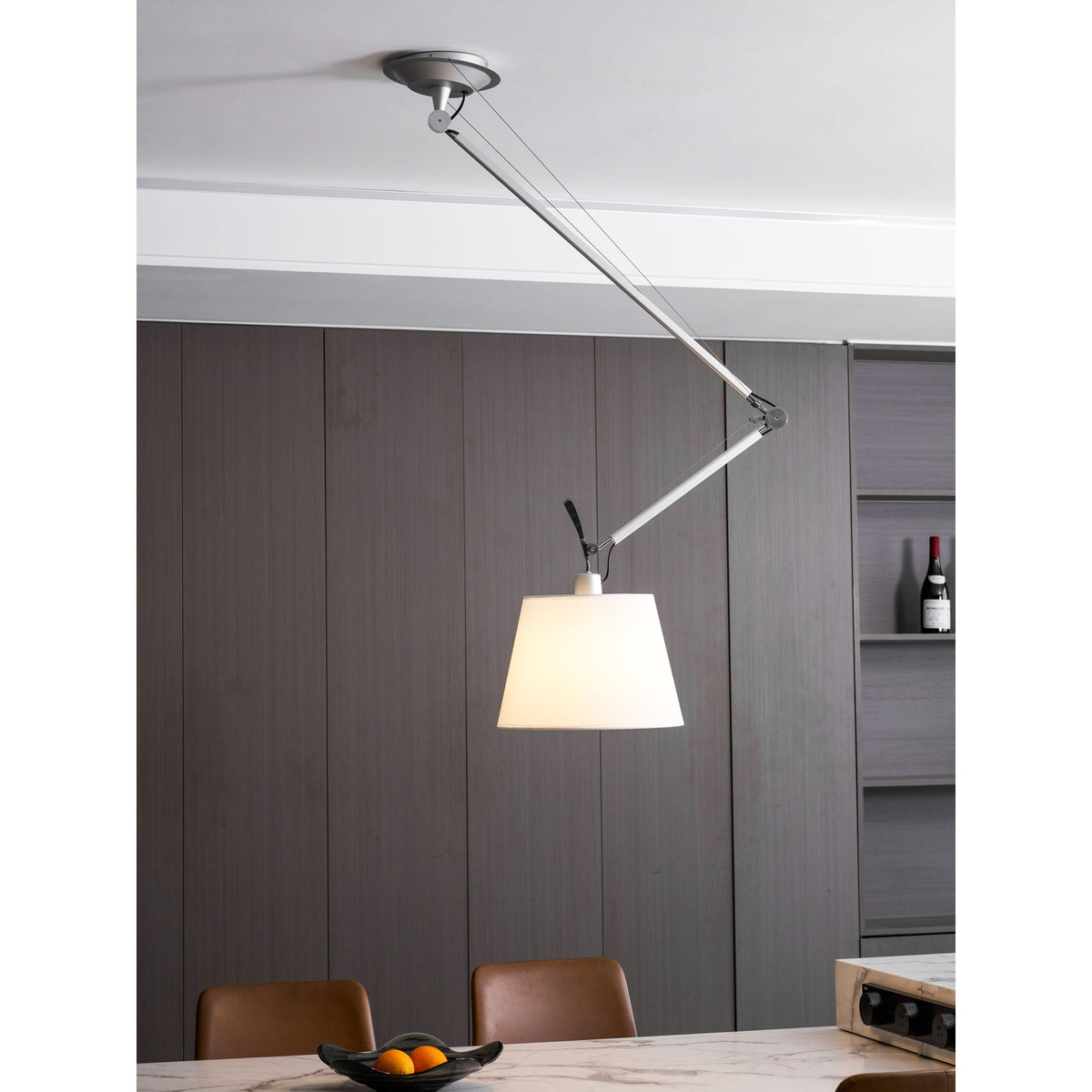 Costanza Pendant Lamp – Architectural Aluminum Suspended Light with Parchment Shade