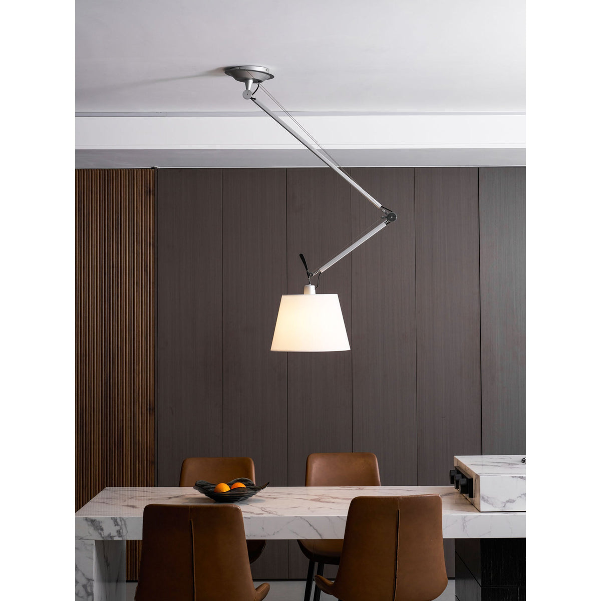 Costanza Pendant Lamp – Architectural Aluminum Suspended Light with Parchment Shade