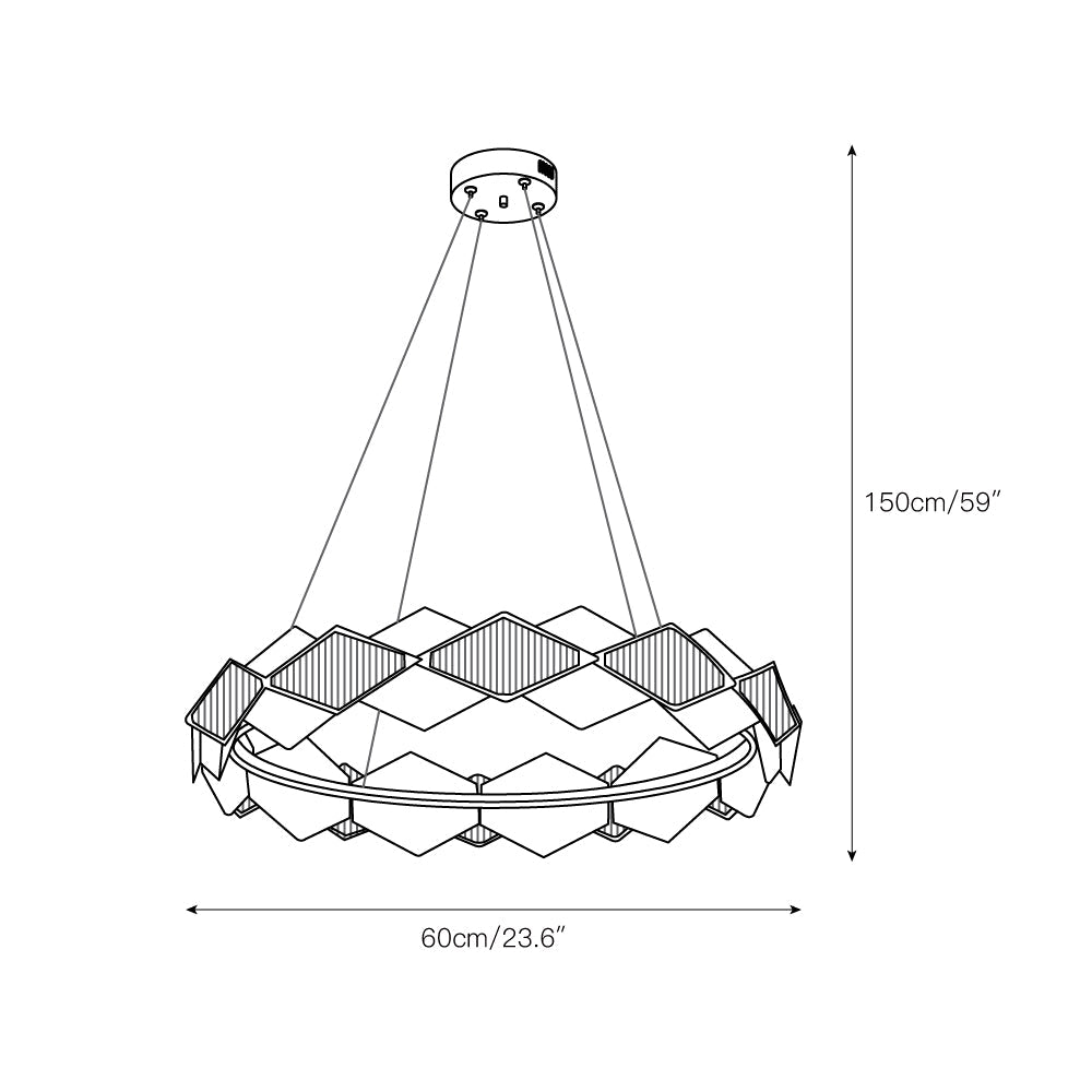 Rote LED Alabaster Chandelier - Geometric Brass & Natural Stone Pendant | Modern Architectural Centerpiece