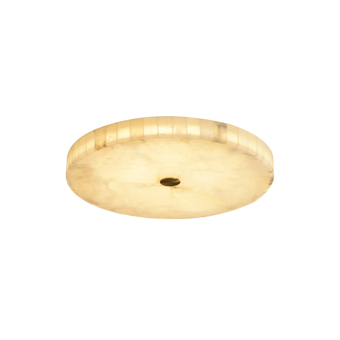 Round Mosaic Alabaster Ceiling Lamp - Genuine Stone & Brass Flush Mount LED | Luxury Modern Organic Lighting