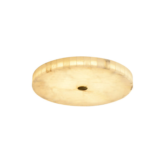 Round Mosaic Alabaster Ceiling Lamp - Genuine Stone & Brass Flush Mount LED | Luxury Modern Organic Lighting