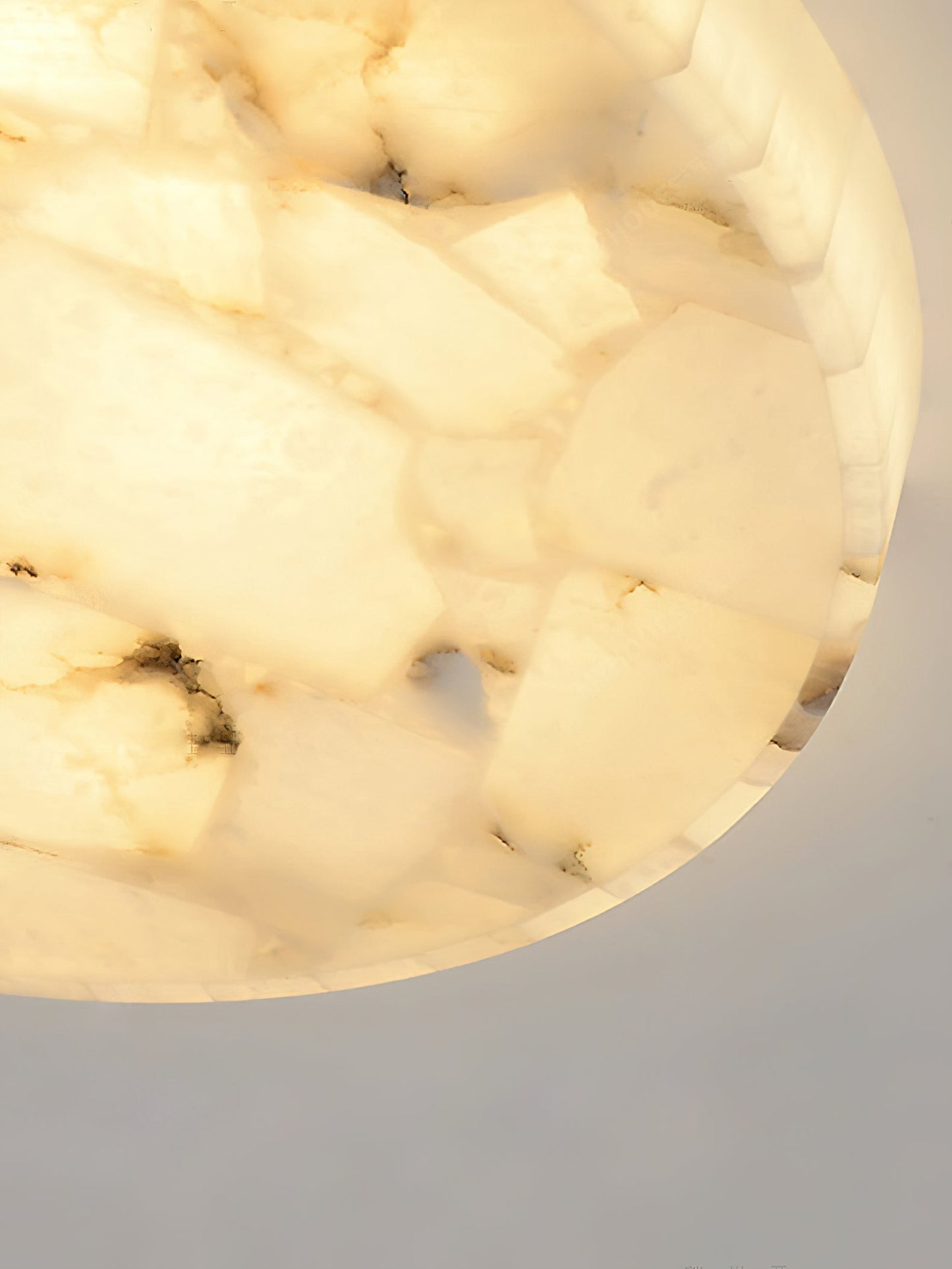 Round Mosaic Alabaster Ceiling Lamp - Genuine Stone & Brass Flush Mount LED | Luxury Modern Organic Lighting