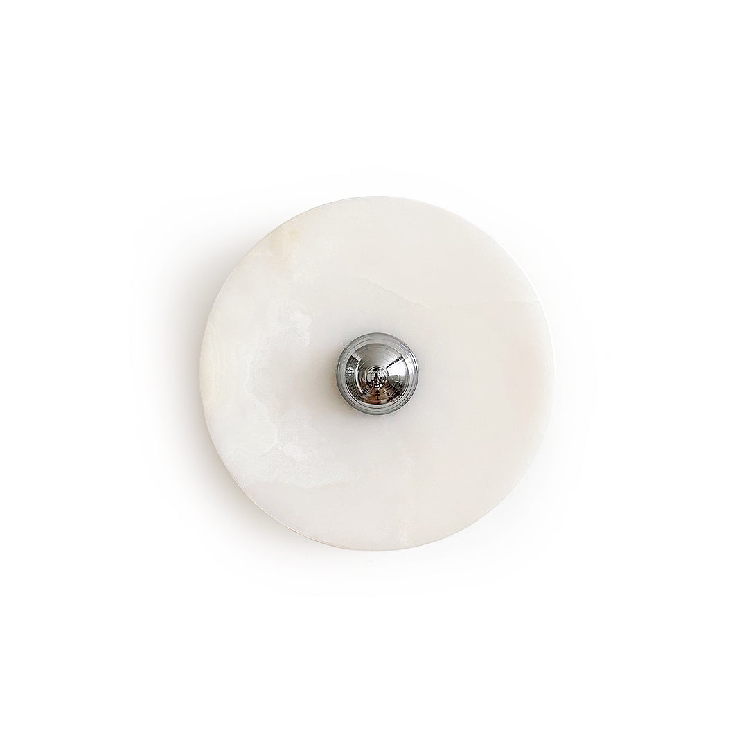 Round Jade Wall Lamp - Green Calacatta Italian Marble Sconce | Luxury Natural Stone LED Wall Light