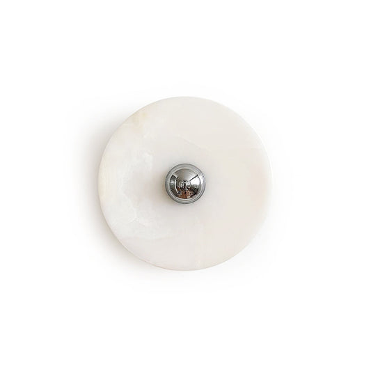Round Jade Wall Lamp - Green Calacatta Italian Marble Sconce | Luxury Natural Stone LED Wall Light