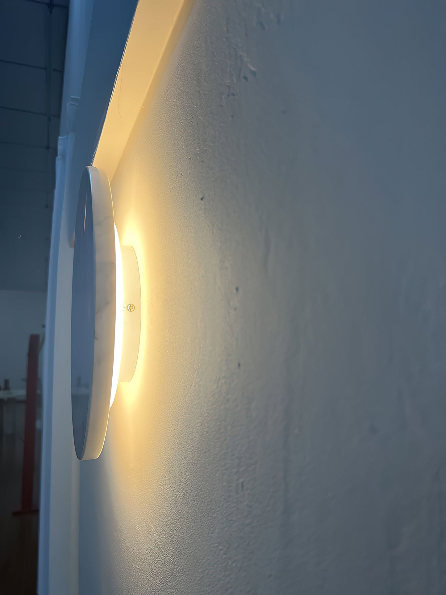 Round White Marble Sconce - Handcrafted Natural Stone LED Wall Light | Minimalist Modern Organic Sconce