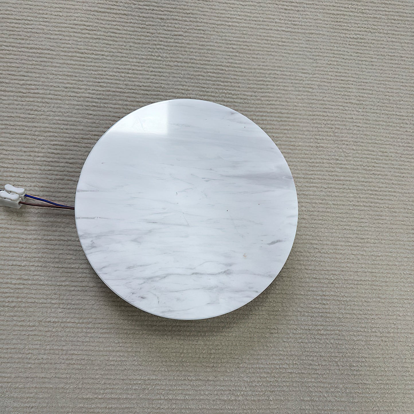Round White Marble Sconce - Handcrafted Natural Stone LED Wall Light | Minimalist Modern Organic Sconce