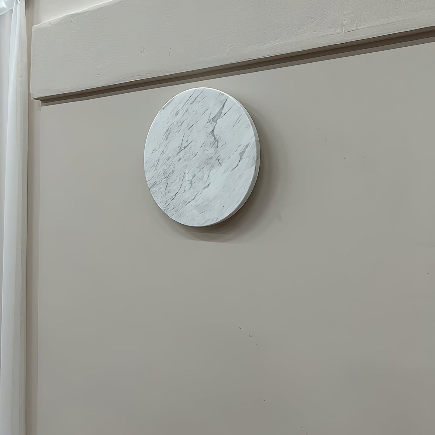 Round White Marble Sconce - Handcrafted Natural Stone LED Wall Light | Minimalist Modern Organic Sconce