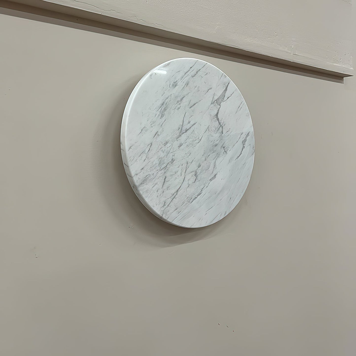 Round White Marble Sconce - Handcrafted Natural Stone LED Wall Light | Minimalist Modern Organic Sconce