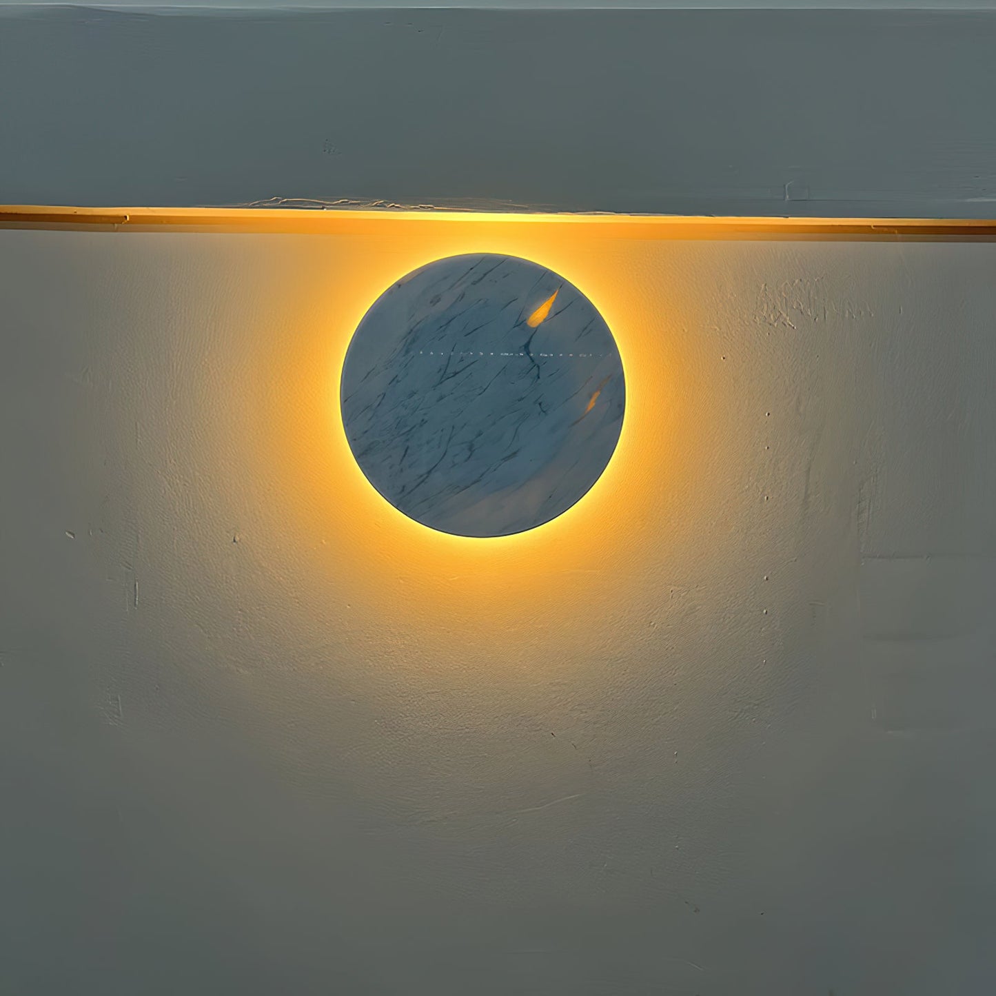 Round White Marble Sconce - Handcrafted Natural Stone LED Wall Light | Minimalist Modern Organic Sconce