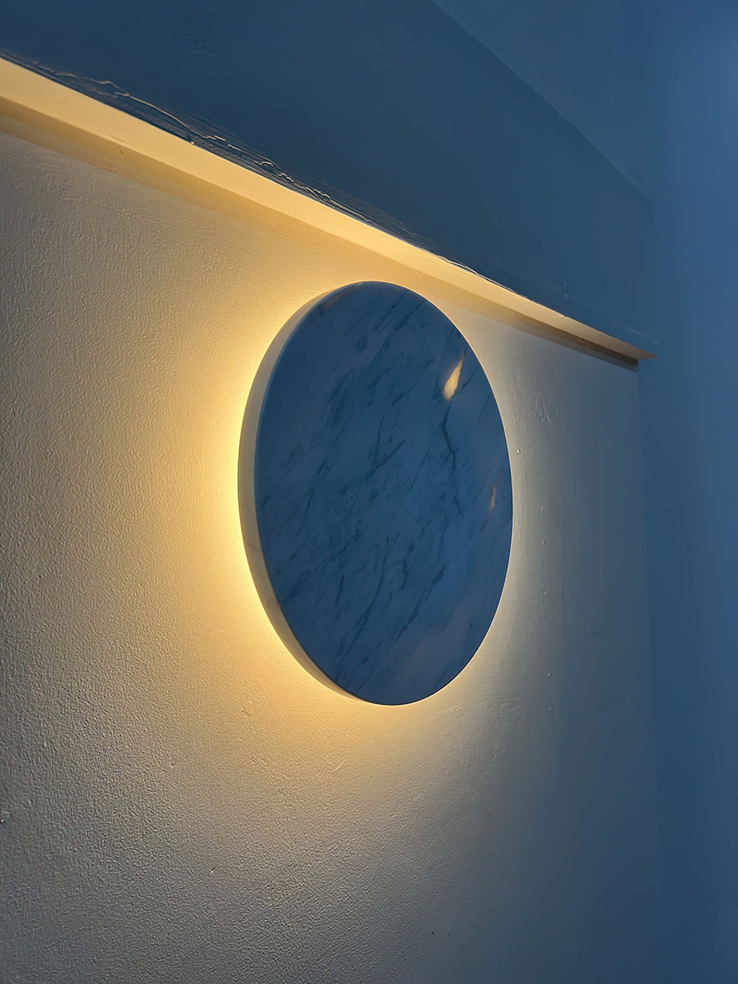 Round White Marble Sconce - Handcrafted Natural Stone LED Wall Light | Minimalist Modern Organic Sconce