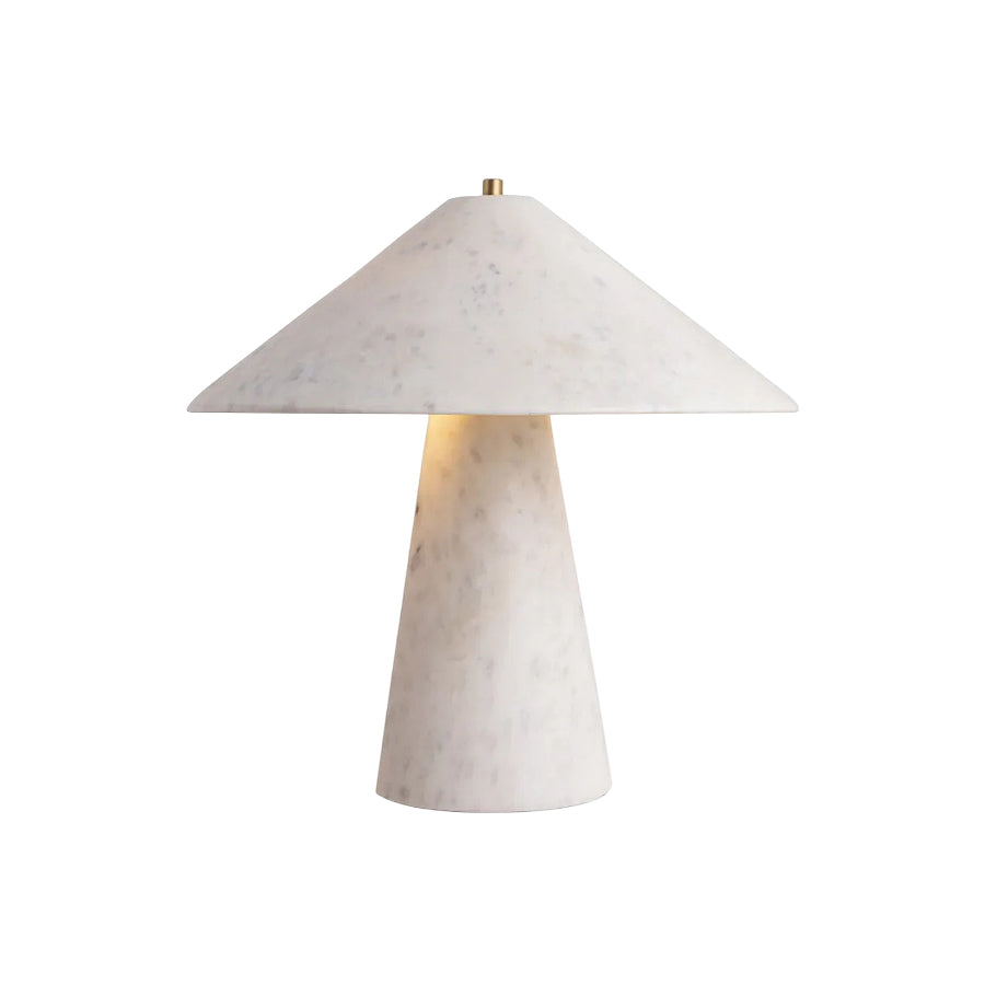 Ruben Table Lamp - Solid White Marble Conical Desk Light | Luxury Integrated LED Stone Lamp