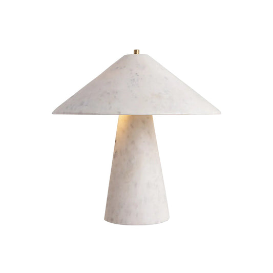 Ruben Table Lamp - Solid White Marble Conical Desk Light | Luxury Integrated LED Stone Lamp