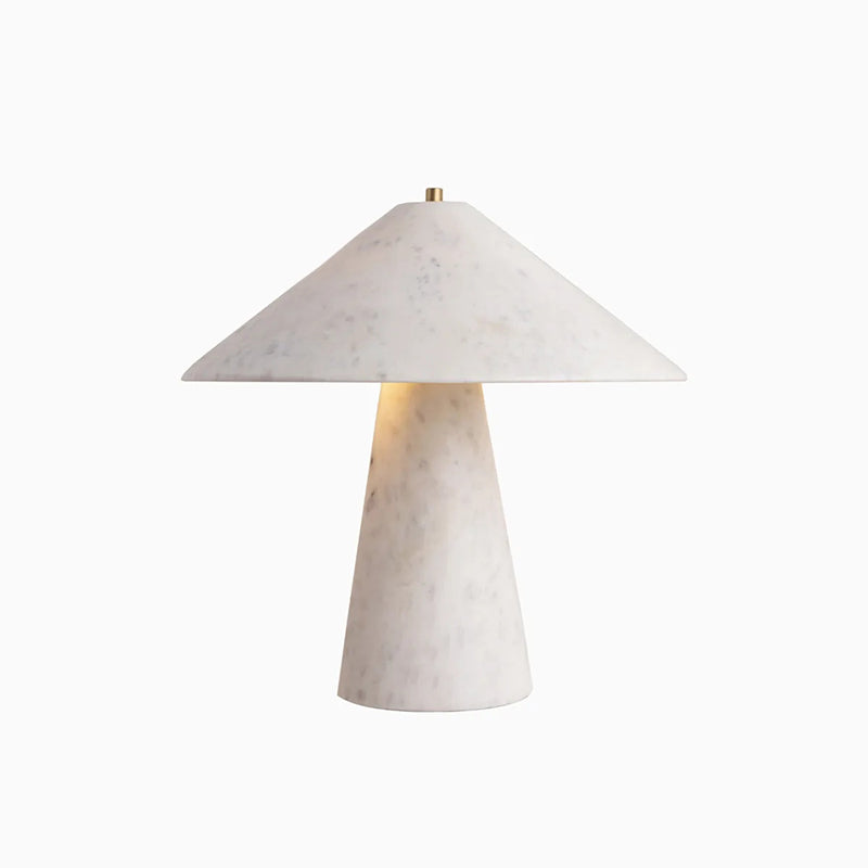 Ruben Table Lamp - Solid White Marble Conical Desk Light | Luxury Integrated LED Stone Lamp