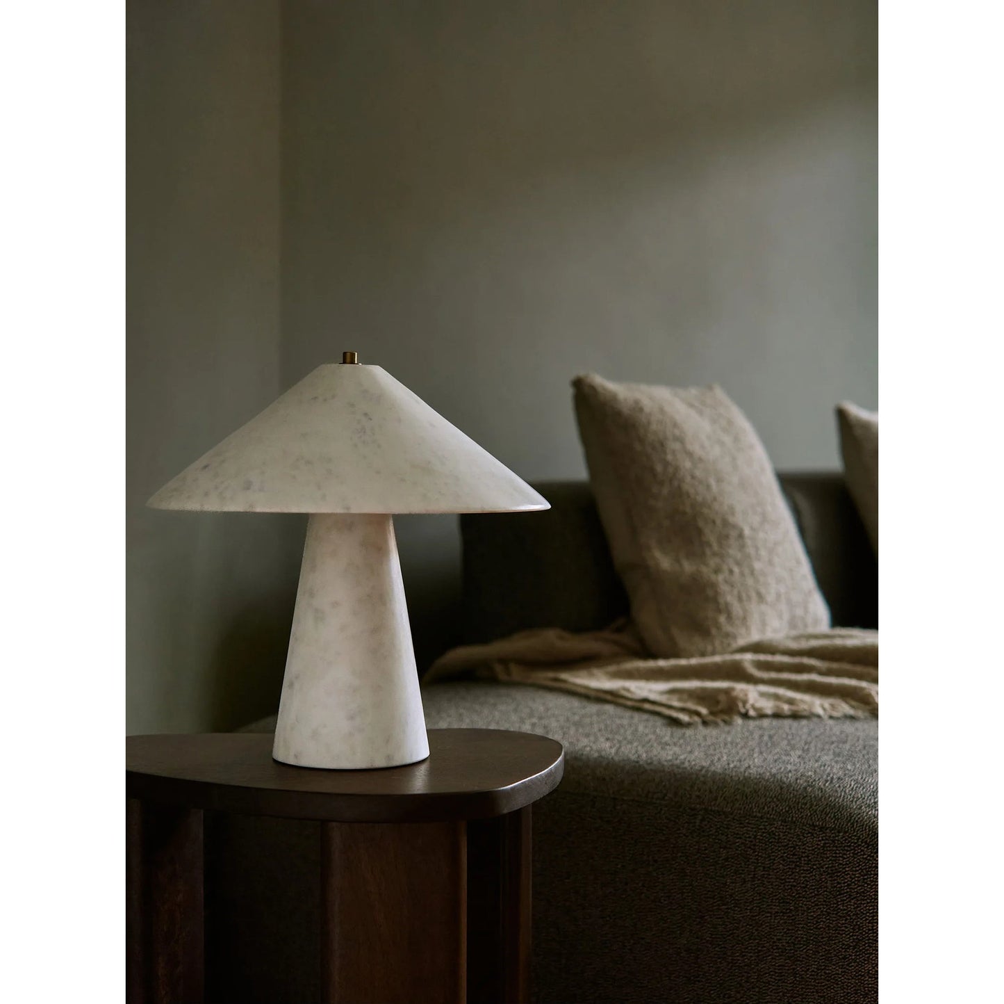 Ruben Table Lamp - Solid White Marble Conical Desk Light | Luxury Integrated LED Stone Lamp
