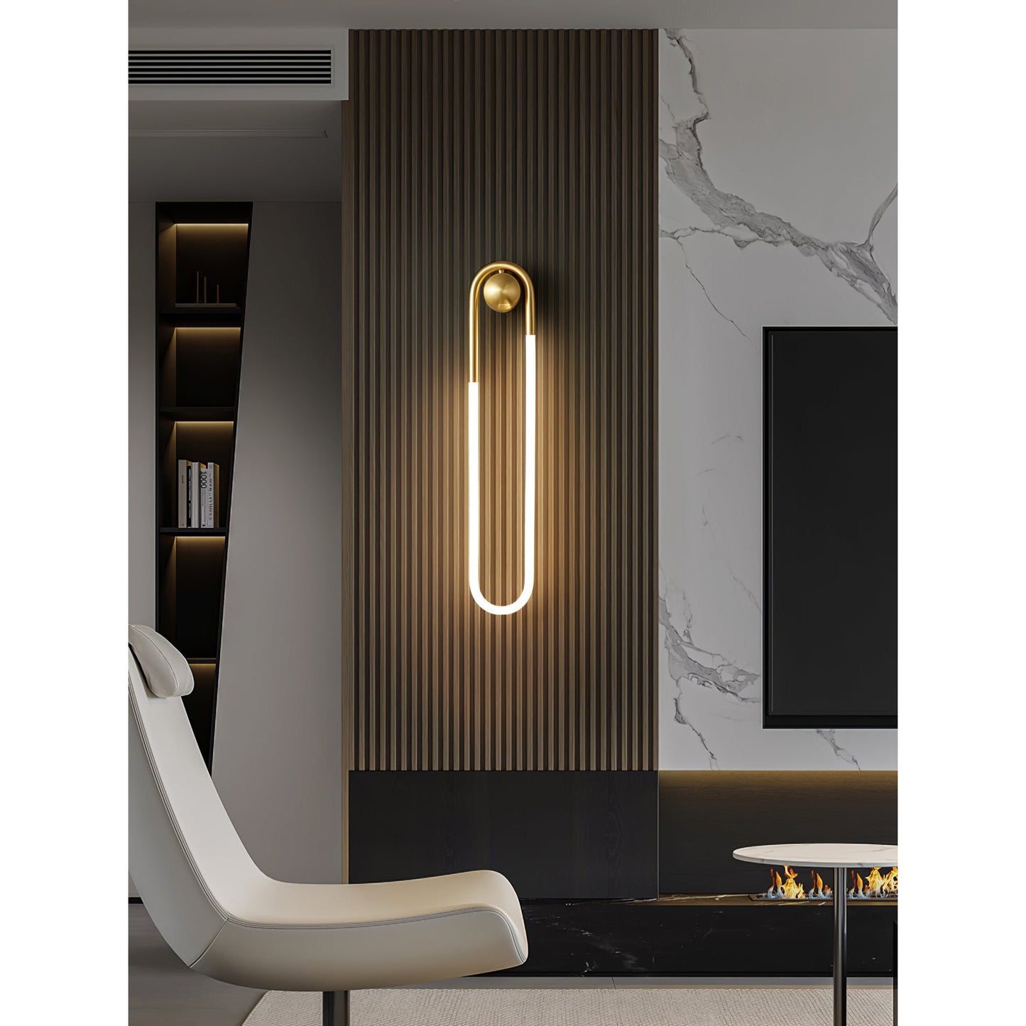 Rudi Loop Wall Lamp - Minimalist Hand-Bent Brass LED Sconce | Geometric Fluid Art Light