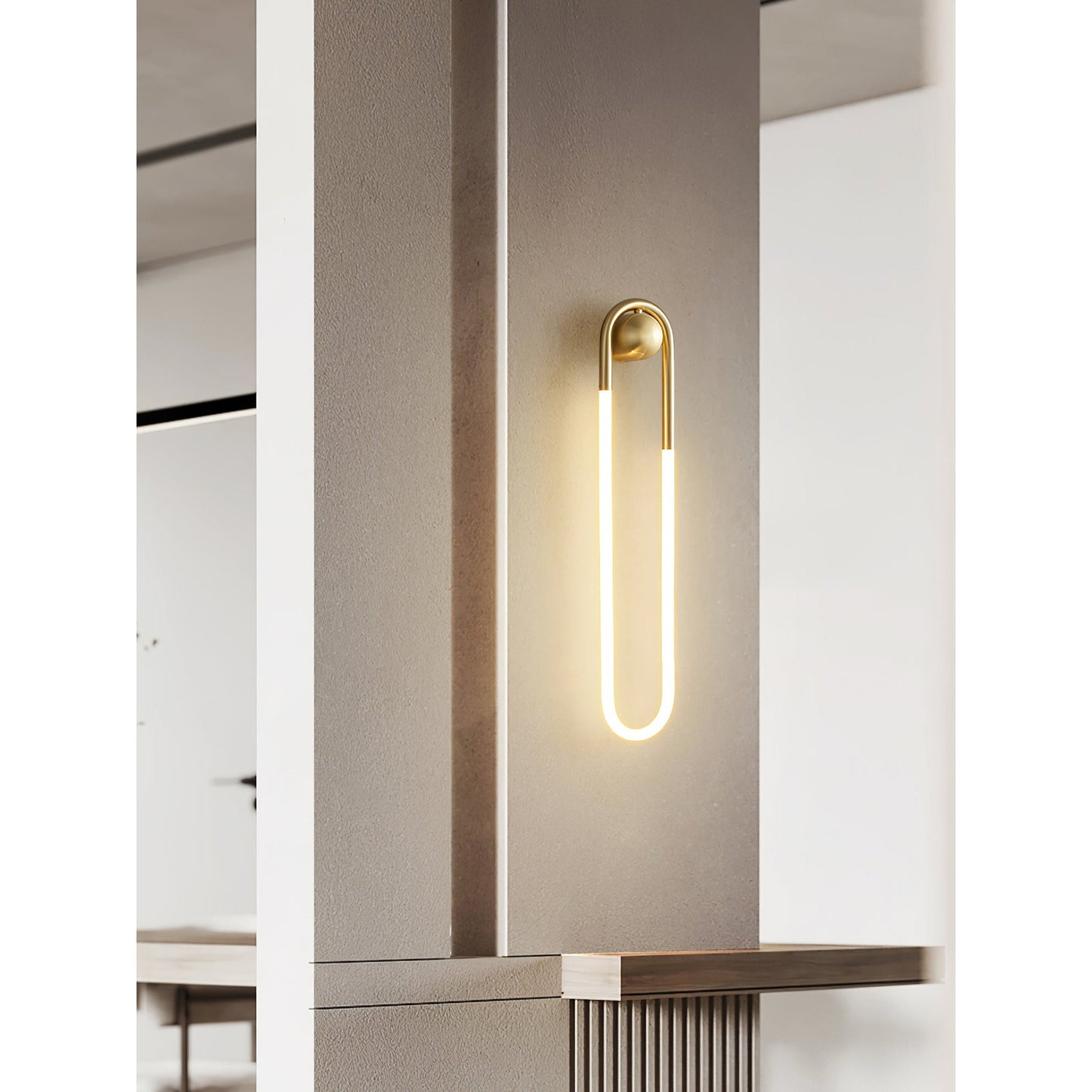 Rudi Loop Wall Lamp - Minimalist Hand-Bent Brass LED Sconce | Geometric Fluid Art Light