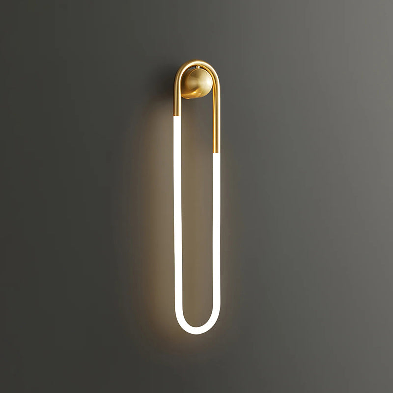 Rudi Loop Wall Lamp - Minimalist Hand-Bent Brass LED Sconce | Geometric Fluid Art Light