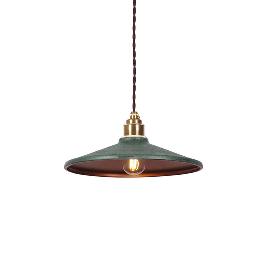 Rustic Saucer Shade Pendant Light - Industrial Retro Green Saucer Pendant | Vintage Metal Workshop Light