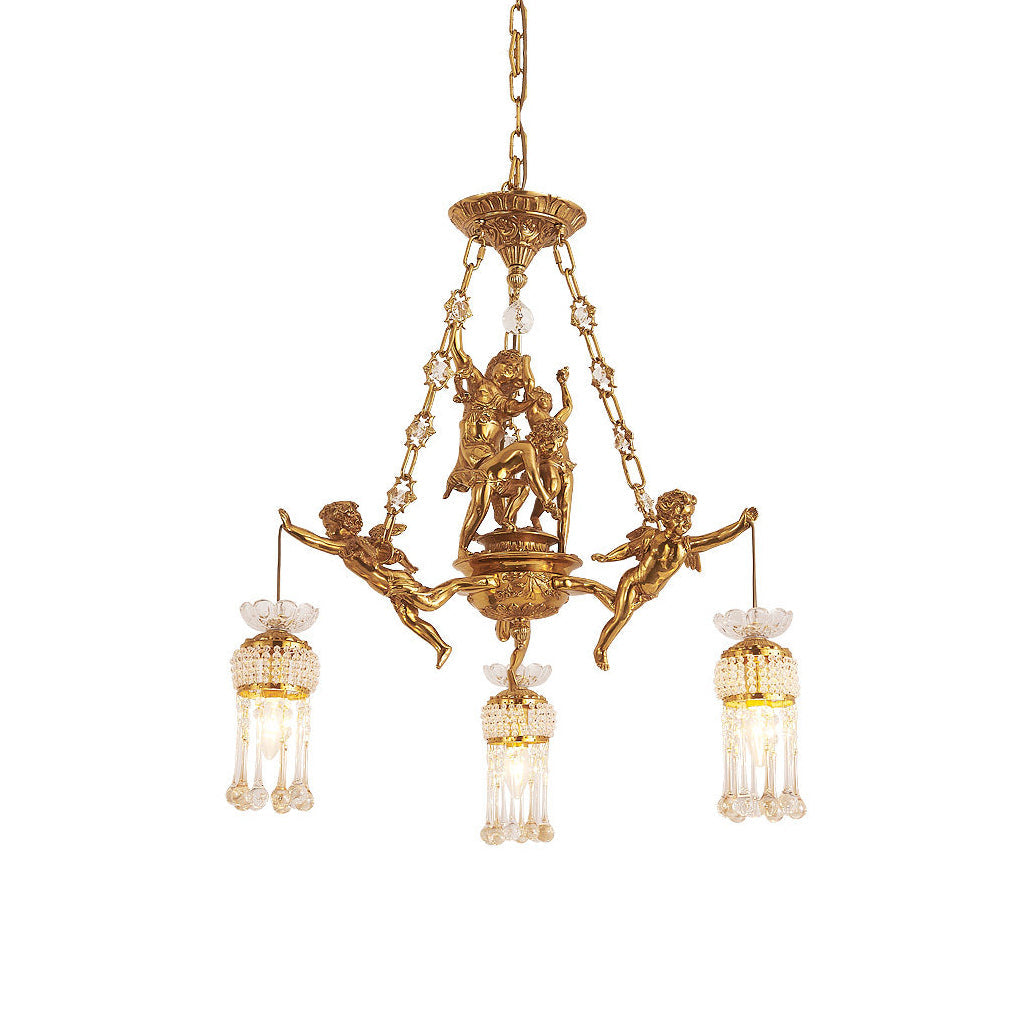 Ruth Brass Chandelier - 19th Century Antique Style Crystal & Brass Pendant | Luxury Tiered Chandelier