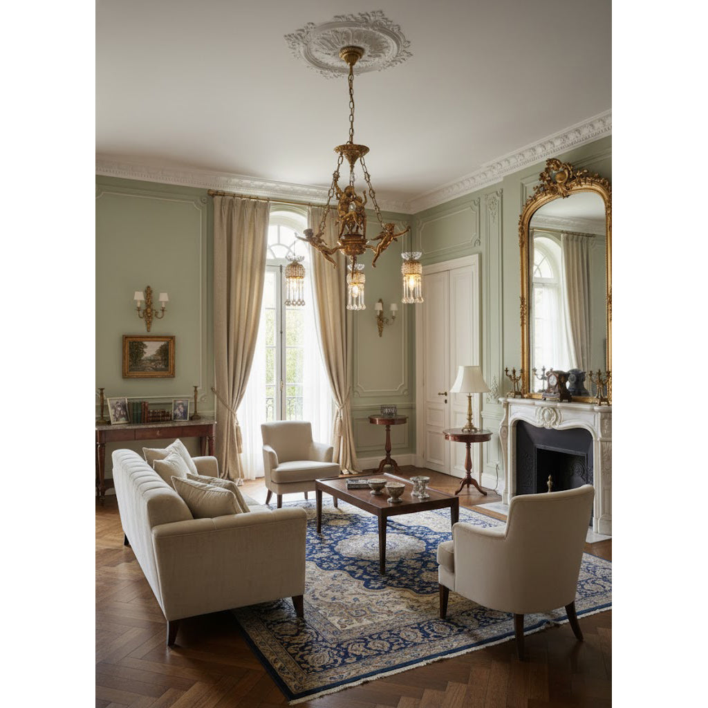 Ruth Brass Chandelier - 19th Century Antique Style Crystal & Brass Pendant | Luxury Tiered Chandelier
