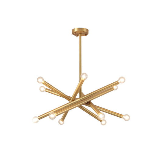 Ruven Chandelier - Mid-Century Modern Brass Spider Chandelier | Multi-Directional Exposed Bulb Light