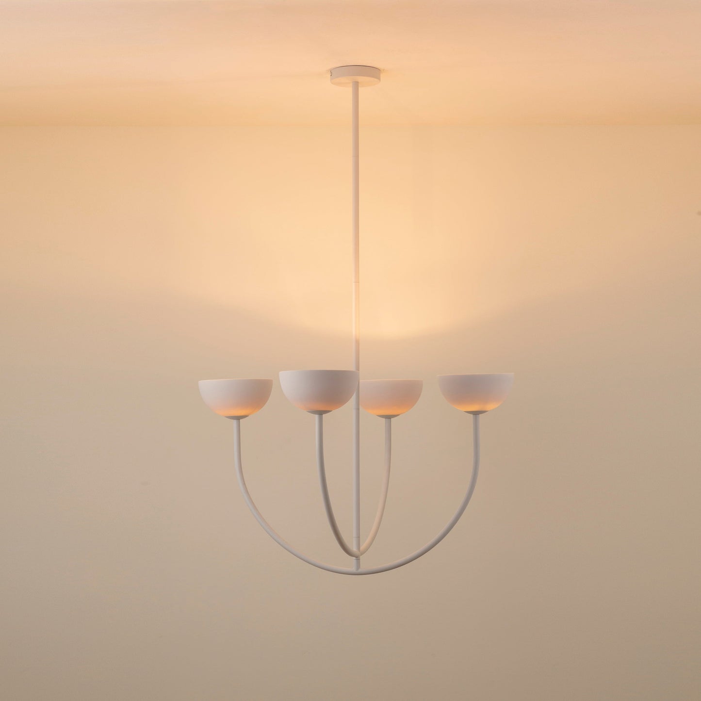 Ruzo Chandelier - Minimalist 4-Light Porcelain & Brass Pendant | Monochrome Designer Chandelier