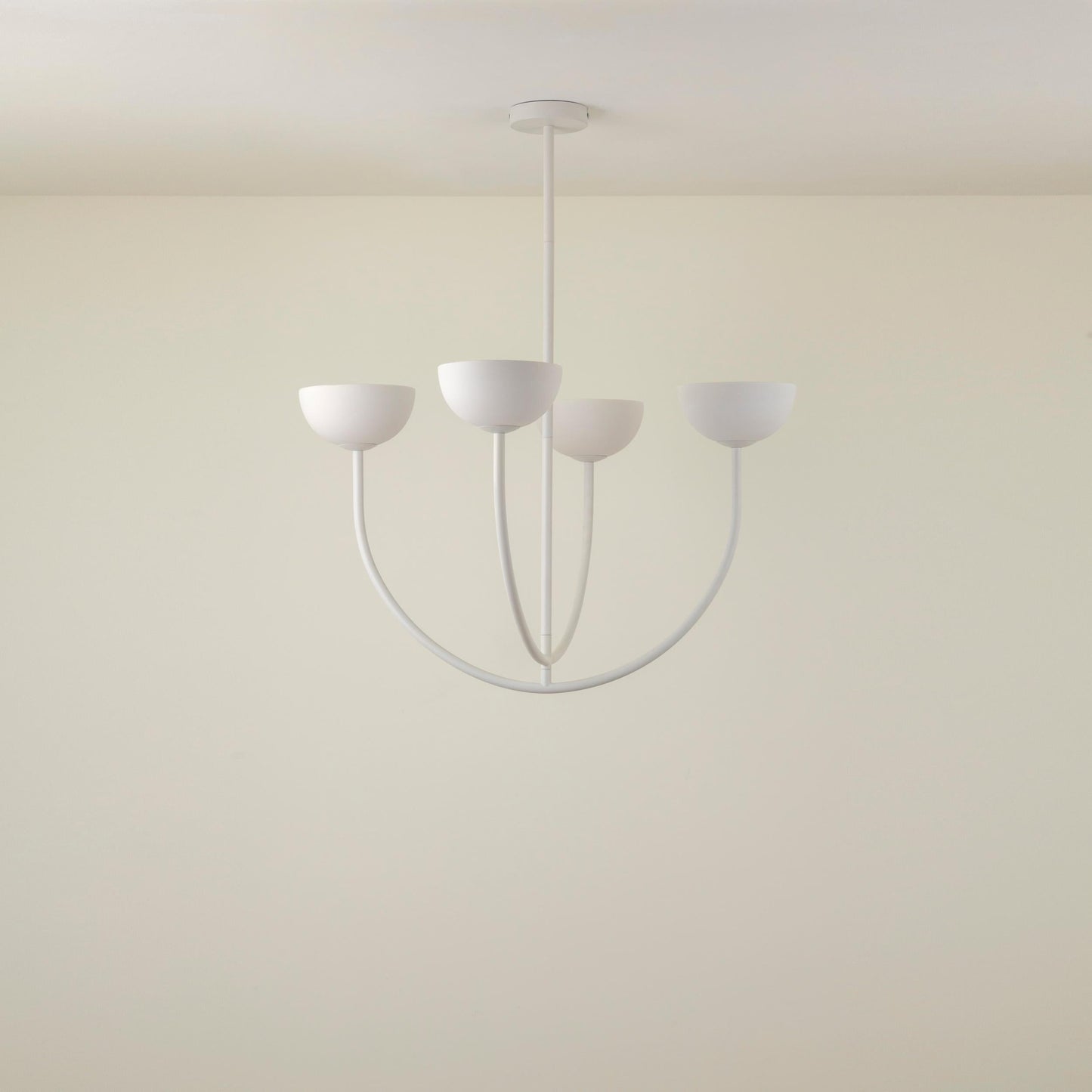 Ruzo Chandelier - Minimalist 4-Light Porcelain & Brass Pendant | Monochrome Designer Chandelier