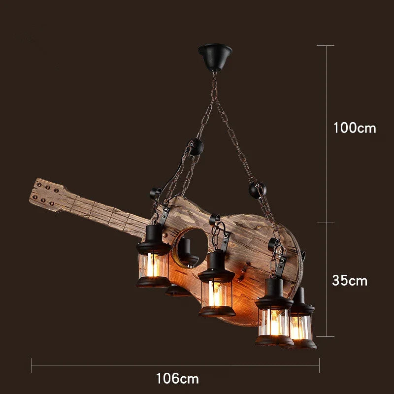 Wooden LED Chandelier - Solid Wood & Iron Industrial Rustic Dining Chandelier
