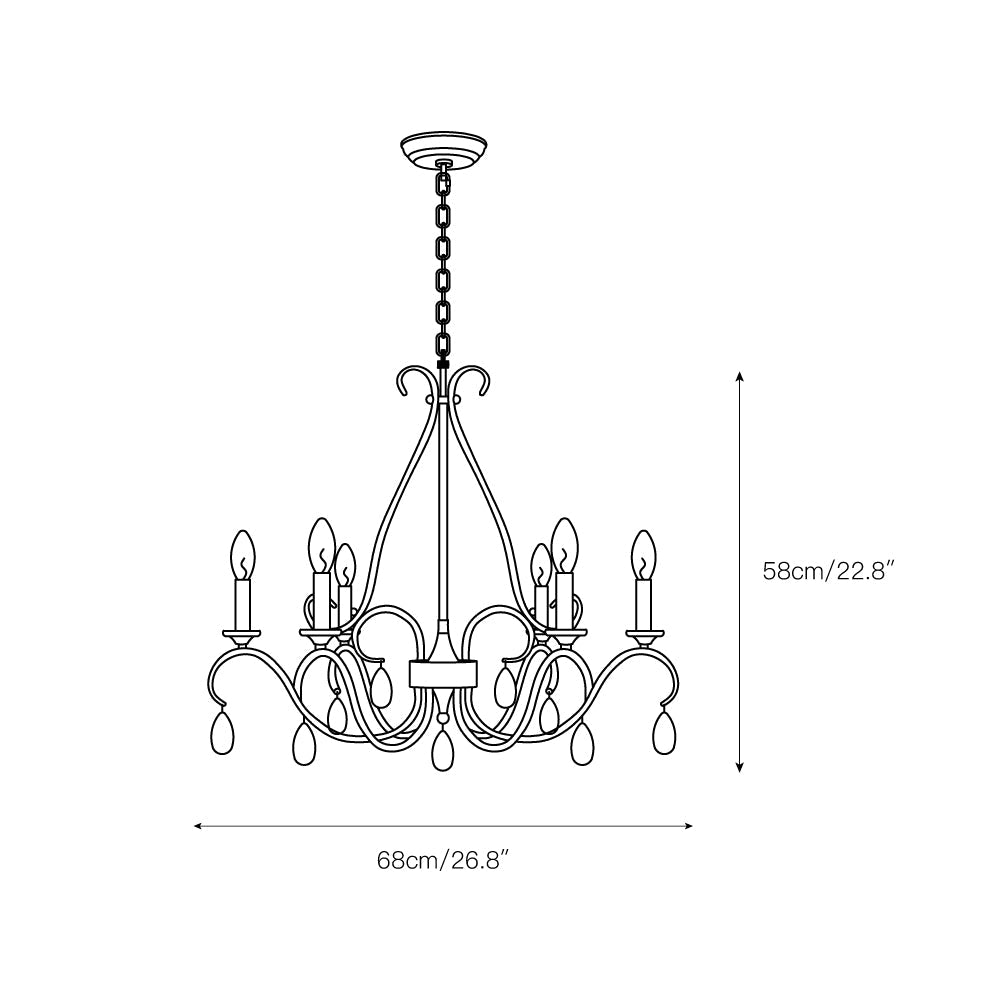 Saban Chandelier - Modern Minimalist Brass & Crystal 6-Light Pendant | Architectural Candle Chandelier