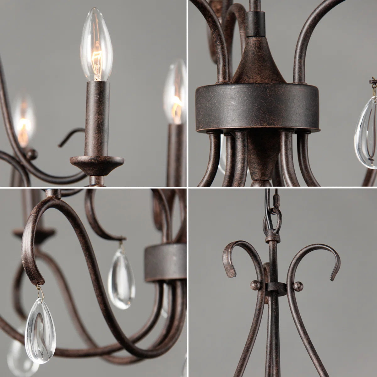 Saban Chandelier - Modern Minimalist Brass & Crystal 6-Light Pendant | Architectural Candle Chandelier