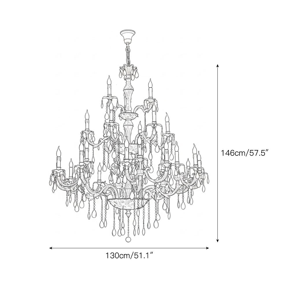 Sabella Crystal Chandelier - Luxury Brass & Crystal Tiered Pendant | Grand Estate 6/8/15/27-Light Chandelier