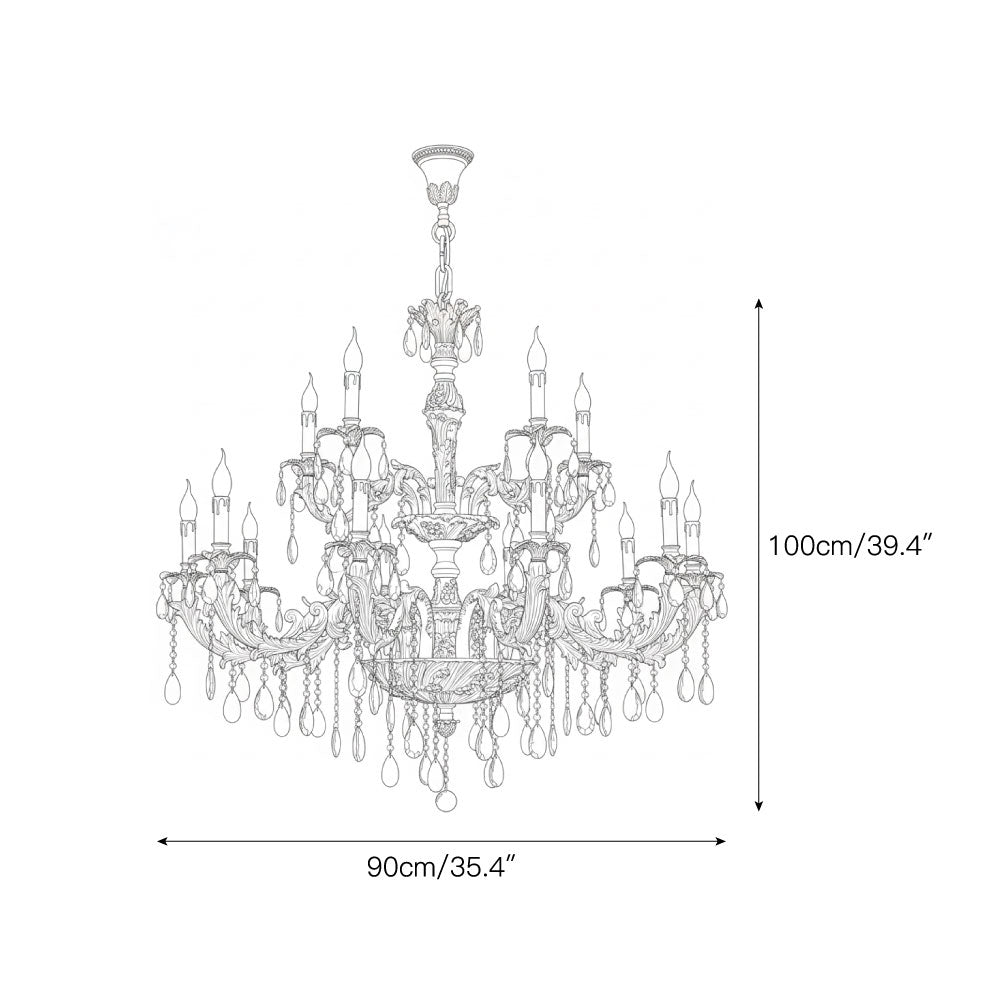Sabella Crystal Chandelier - Luxury Brass & Crystal Tiered Pendant | Grand Estate 6/8/15/27-Light Chandelier