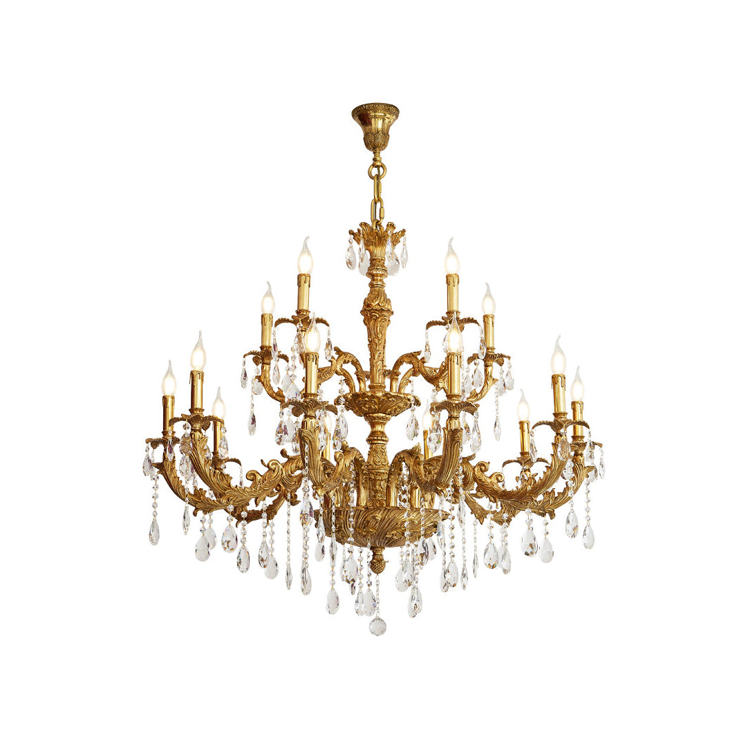 Sabella Crystal Chandelier - Luxury Brass & Crystal Tiered Pendant | Grand Estate 6/8/15/27-Light Chandelier